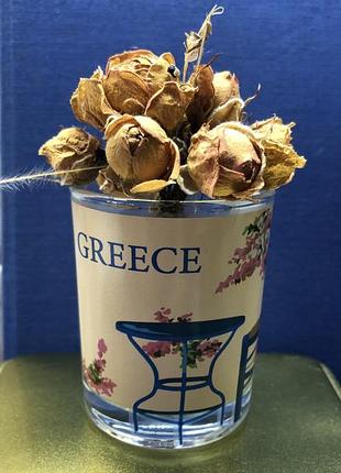 Из греции: рюмка/стаканчик greece, (греция), 70 мл); плотное стекло. может служить мини вазочкой или подставкой для чего угодно! дарю к любой покупке!