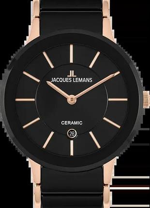 Годинник унісекс jacques lemans dublin 1-1855c сталевий корпус сапфірове скло wr 50 м чорний циферблат