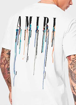 Чоловіча футболка amiri logo унісекс амірі біла