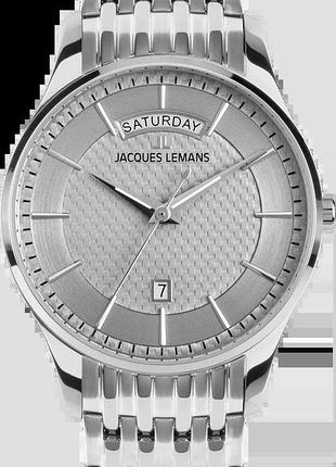 Годинник чоловічий jacques lemans london 1-2193g сталевий корпус wr 50 м сріблястий циферблат