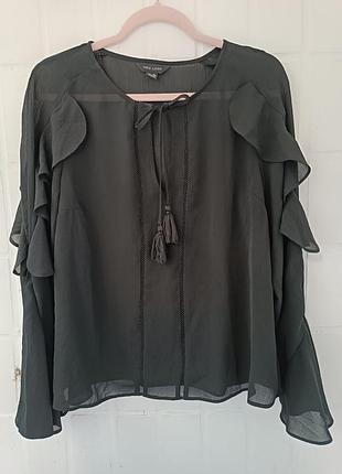 Черная женская блуза с интересными рукавами new look