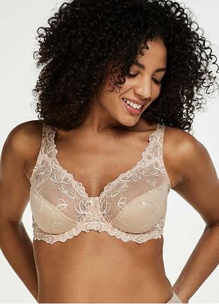 Мереживний бюстгальтер hunkemöller diva на кісточках бежевий нюд розмір eu 90d