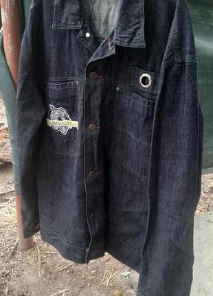 Вінтажна джинсова куртка 48 jeans vintage y2k / джинсовка ворквер з бульдогом