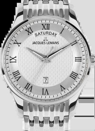 Годинник чоловічий jacques lemans london 1-2193n сталевий корпус wr 50 м сріблястий циферблат