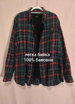 Байковая рубашка в клетку унисекс зеленый черный цвет хлопок hampton