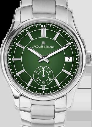 Часы мужские jacques lemans derby 1-2197h стальной корпус wr 100 м зелёный циферблат