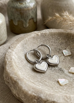 Сережки нержавіюча сталь stainless steel серця