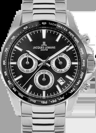 Годинник чоловічий jacques lemans liverpool 1-1877e сталевий корпус wr 200 м чорний циферблат