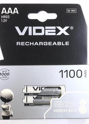 Акумулятори videx hr03/aaa 1100 mah (2 шт.) — перезарядні батареї для портативної техніки, компактні та надійні живлення