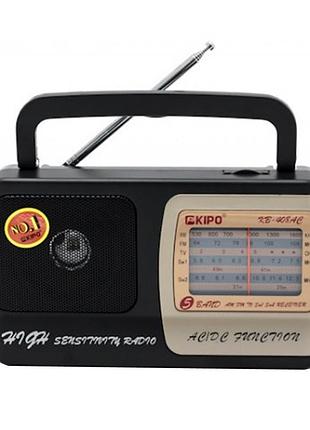 Радіоприймач kipo kb-408ac для відпочинку на природі — портативний приймач am/fm з живленням від мережі/аc