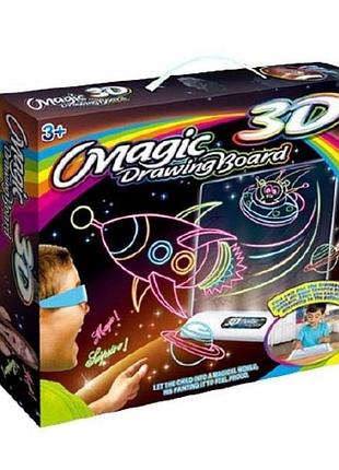 Магічна 3d дошка для малювання magic drawing board ym-124/el-623 — світлова сенсорна дошка для дітей, малювання та навчання