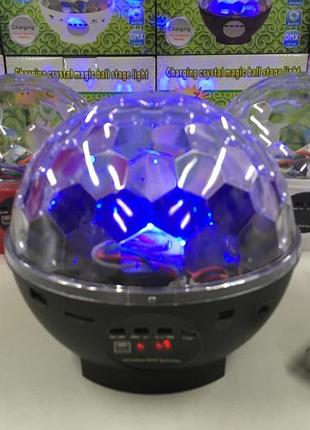 Диско-шар rjl-512/2260 с аккумулятором, fm-радио и bluetooth — портативная светомузыкальная колонка для вечеринок
