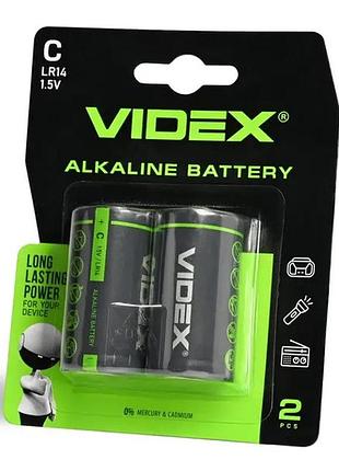 Щелочная батарейка videx lr14p(c) с увеличенной ёмкостью
