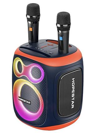 Портативная колонка hopestar party 130 с двумя микрофонами, bluetooth для вечеринок и караоке
