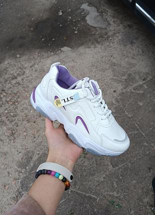 Женские кроссовки белые с фиолетовым swin shoes 36-41р