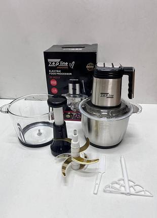 Многофункциональный измельчитель zepline zp-00219 6в1 с двумя чашами — стеклянной и из нержавеющей стали