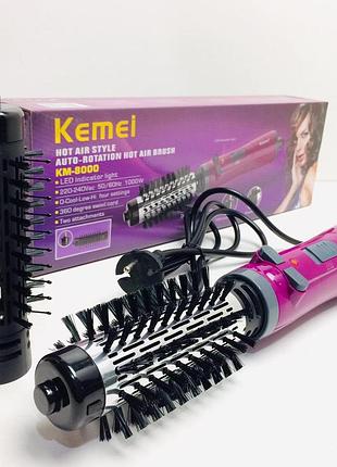 Фен-щетка kemei km-8000 с автоматическим вращением для сушки и укладки волос