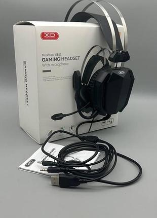 Игровые наушники xo ge-07 с rgb-подсветкой и микрофоном, многоцветная led-подсветка