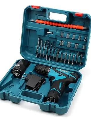 Акумуляторний шуруповерт makita 12v з набором ручних інструментів — комплект з 10 предметів