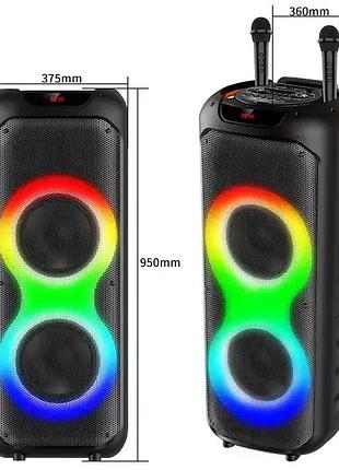 Портативна акустична колонка zqs10215 з bluetooth, fm, usb, sd та двома бездротовими мікрофонами — мобільна колонка для вечірок і