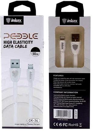 Usb кабель inkax ck-34 для iphone — міцний еластичний кабель швидкої передачі даних