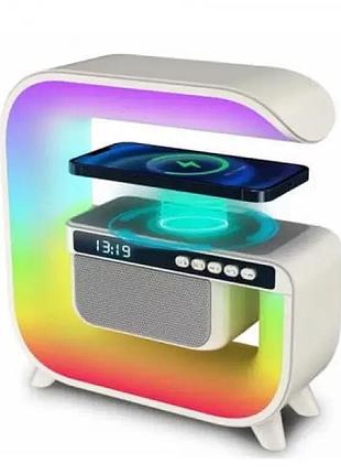 Унікальна колонка-нічник з бездротовою зарядкою, годинником і bluetooth hm-g3