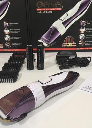 Професійна акумуляторна машинка для стрижки gemei gm-6062 з регульованою довжиною зрізу, потужним акумулятором та точними