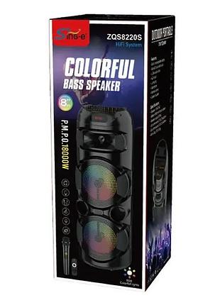 Портативна bluetooth музична колонка zqs-8220s з яскравим rgb підсвічуванням, порт для зовнішніх пристроїв