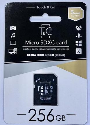Карта пам'яті t&g micro sdhc 256 гб class 10 з адаптером