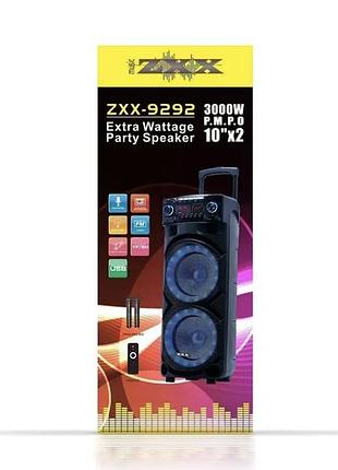 Мощная переносная акустическая колонка zxx-9292 с tws и led-подсветкой, bluetooth и встроенным усилителем