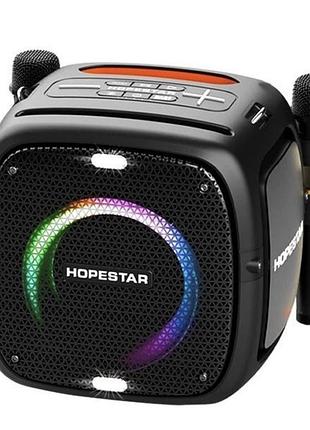 Мощная портативная колонка hopestar party one с led-подсветкой и двумя микрофонами — для вечеринок и караоке