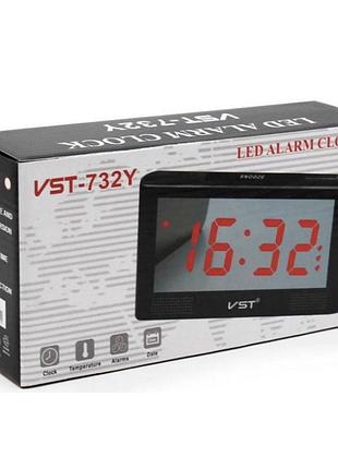 Цифровые настольные часы vst-732 y 7005 с led-дисплеем