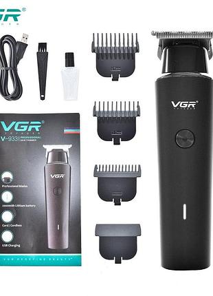 Професійна машинка для стрижки волосся vgr v-933 з usb-зарядкою та набором змінних насадок