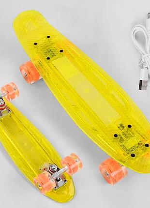 Пенни борд best board s-50244 с прозрачной декой и светодиодными колесами