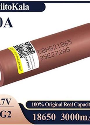 Высокотоковый аккумулятор liitokala hg2 18650, 3000mah, с контактами для пайки