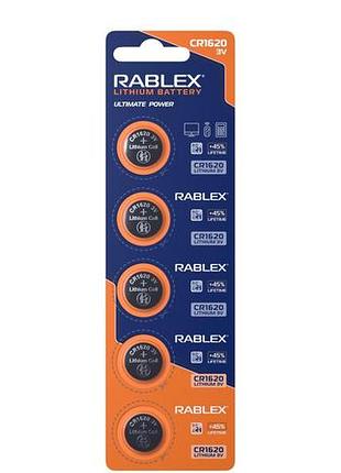 Литиевые батарейки rablex cr1620, 5 штук в блистере