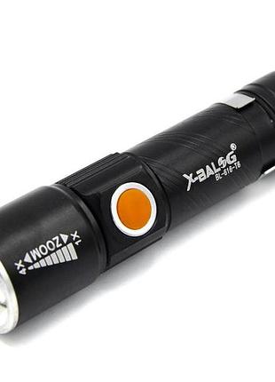 Мощный ручной фонарь police bl-616 с аккумулятором li-ion 18650 и функцией zoom