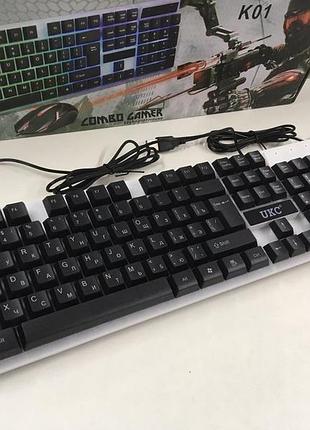 Проводная клавиатура с мышкой для пк keyboard m-416/k01/5559, комплект проводных клавиатуры и мыши