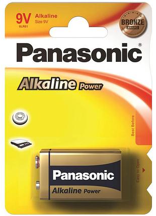 Батарейка panasonic крона 6f22 9v alkaline power з тривалим терміном служби