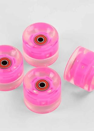 Комплект ярких колёс для penny board sk-0189 с подсветкой и подшипником abec-7, размер 60x45 мм, цвет розовый