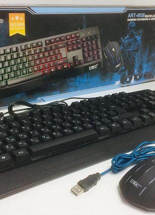 Игровой комплект клавиатуры и мыши ukc с led-подсветкой для геймеров