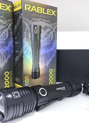 Портативний акумуляторний ліхтар rablex rb 915, потужне світло 2000 люменів, акумуляторний кемпінговий ліхтар