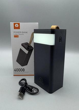 Портативний павербанк wuw y114 40000 mah — зовнішній акумулятор з 2×usb та type‑c