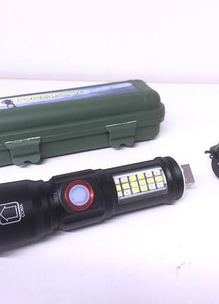 Ручной фонарь rablex rb-269 с usb-зарядкой и led-подсветкой, компактный для туризма и дома