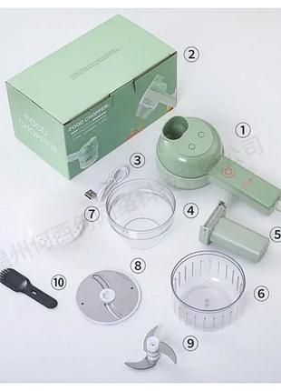 Электрическая овощерезка 4 в 1 food chopper catling yl-890 — мощный кухонный комбайн для шинковки, нарезки и измельчения