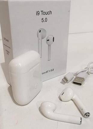 Беспроводные bluetooth-наушники с микрофоном double i9 touch/5285 — true wireless, сенсорное управление, стерео звук