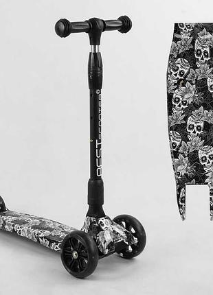 Триколісний самокат best scooter maxi з led колесами і складним алюмінієвим кермом