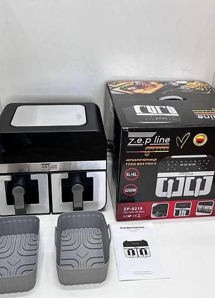 Двокамерна аерофритюрниця zepline zp-0218 4200 вт з силіконовими формами для випікання та запікання