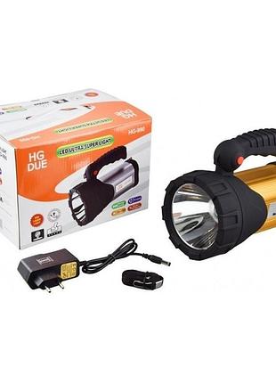 Мощный аккумуляторный led фонарь maraton hg-990 с ручкой, переносной светодиодный фонарь на аккумуляторе