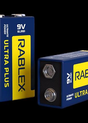 Мощная алкалиновая батарейка rablex 6f22 9v ultra plus